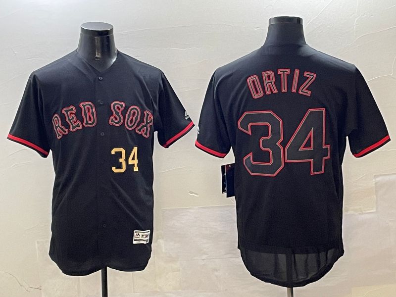 Men Boston Red Sox #34 Ortiz Black Fashion Elite 2025 Nike MLB Jersey style 6